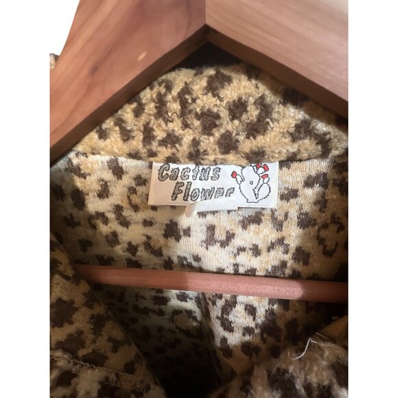Cactus Flower Womens Leopard Print Jacket Large Button‎ Down - Picture 4 of 6